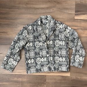 Vintage Chico's Design Tapestry Blazer Coat Black & White Size 1
